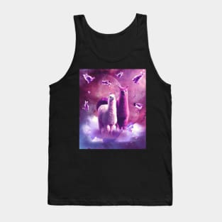 Outer Space Galaxy Cat With Llama Tank Top